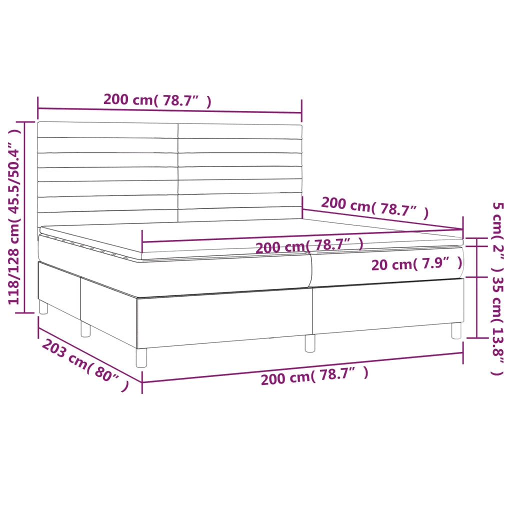 Letto a Molle Materasso e LED Marronescuro 200x200cm in Tessuto 3134984