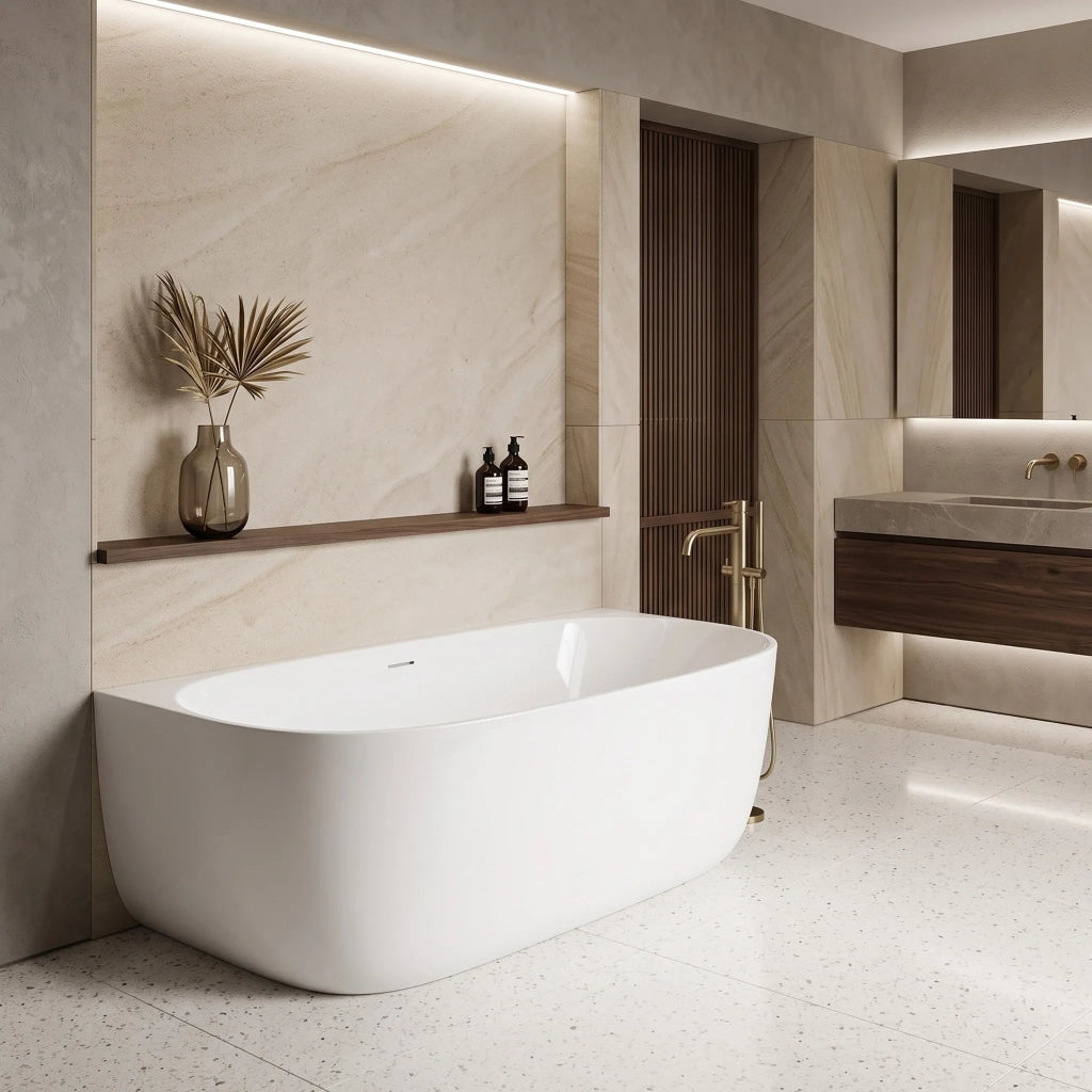 Vasca Bagno A Parete Rea Eris 170cm Copritappo bianco