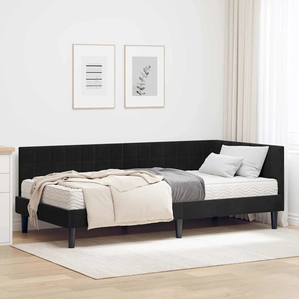 Struttura Letto Angolare con Materasso 2 pcs Nero Velluto 3393993
