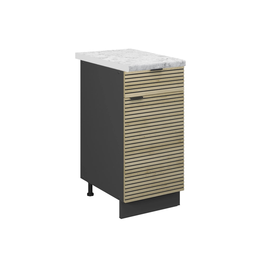 Mobiletto base per cucina Fame-Line Pannello in quercia/Antracite 40 cm, PL Marmo Vicco