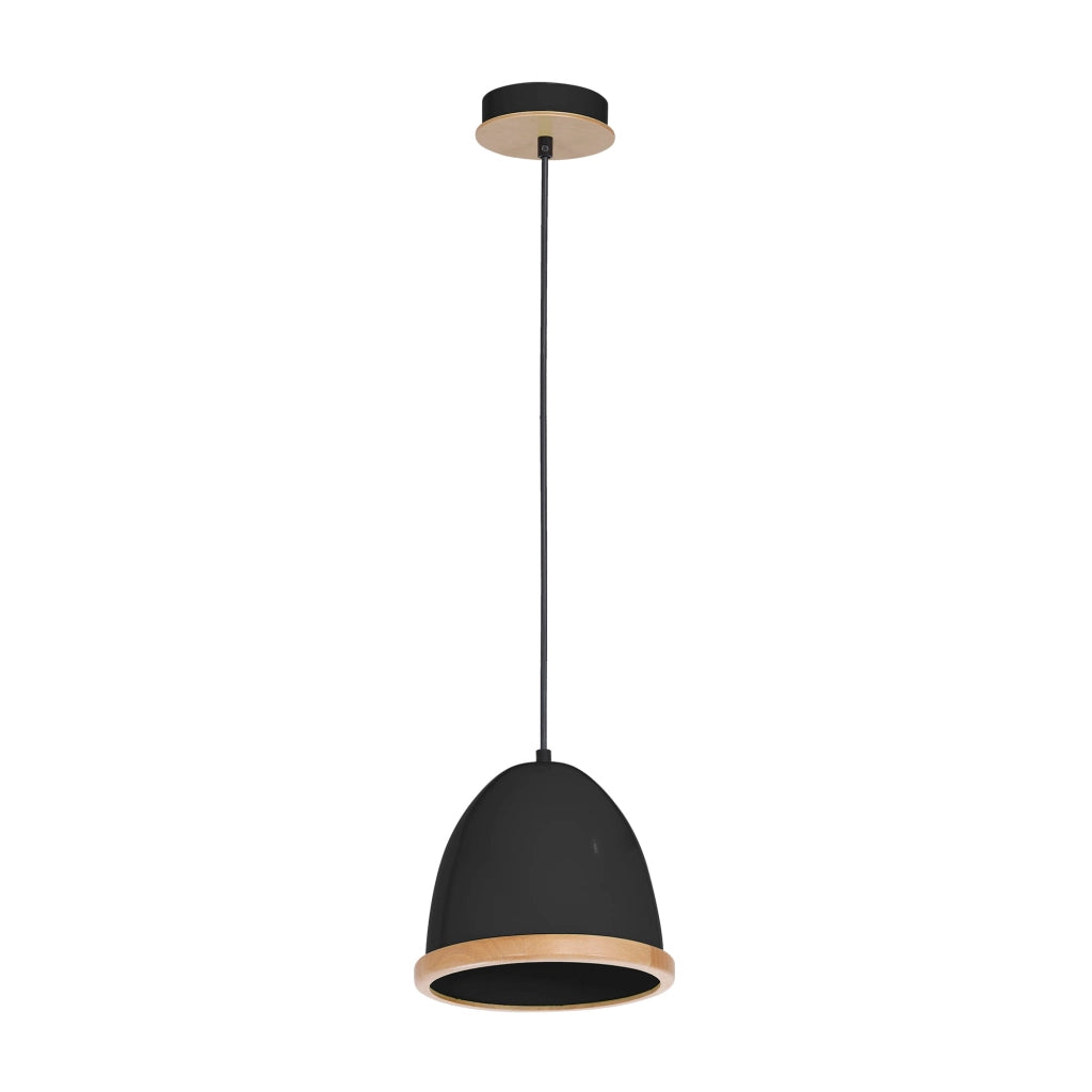 Lampada a sospensione Milagro Studio E27 Ø21 nera legno