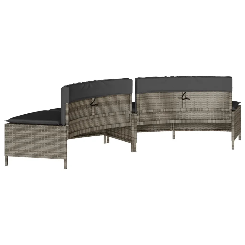 Panche Vasca Idromassaggio con Cuscini 2pz in Polyrattan Grigio 365617