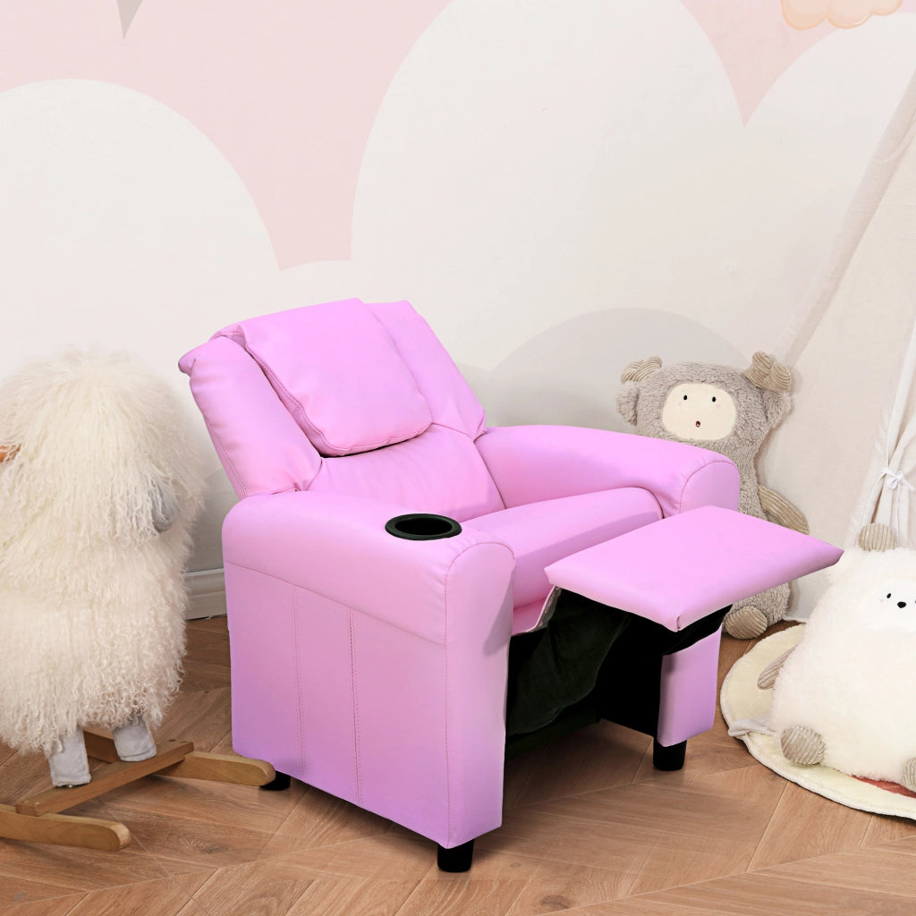Divano per bambini con braccioli e poggiapiedi ¨C Minimal ¨C rosa