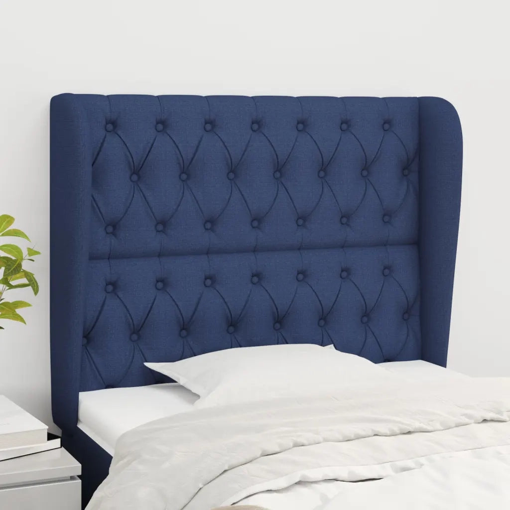 Testiera ad Orecchio Blu 93x23x118/128 cm in Tessuto 3118280