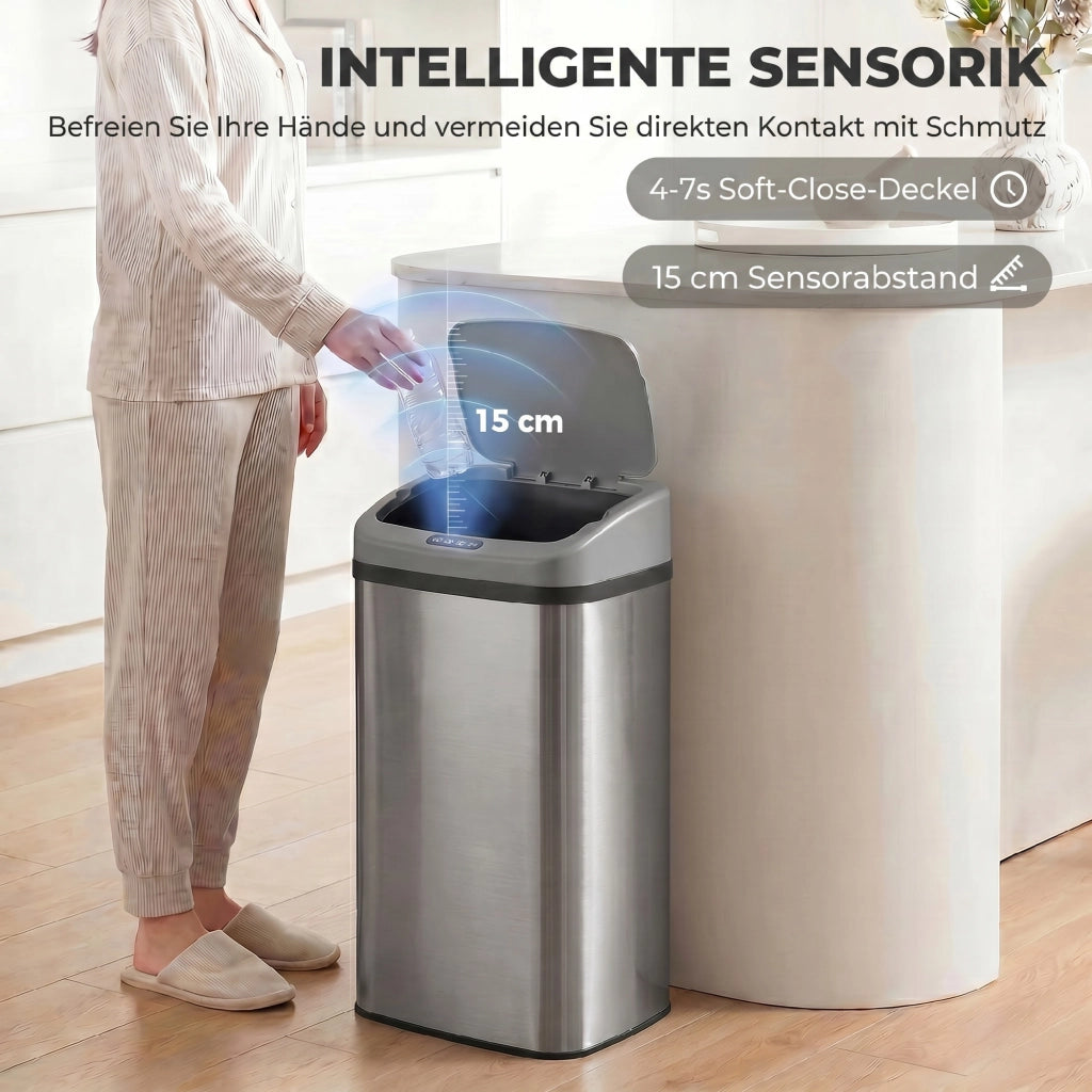 Cestino Intelligente con Sensore ¨C Minimal ¨C Acciaio Inox, Argento