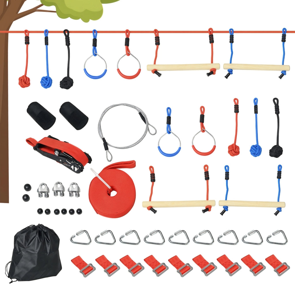 Set Percorso Ninja per Bambini ¨C zephmum ¨C Blu Nero Rosso con 30 Accessori