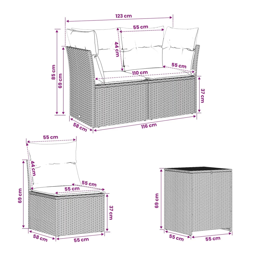 Set di divani 5 pz Beige e Grigio Chiaro 3447843