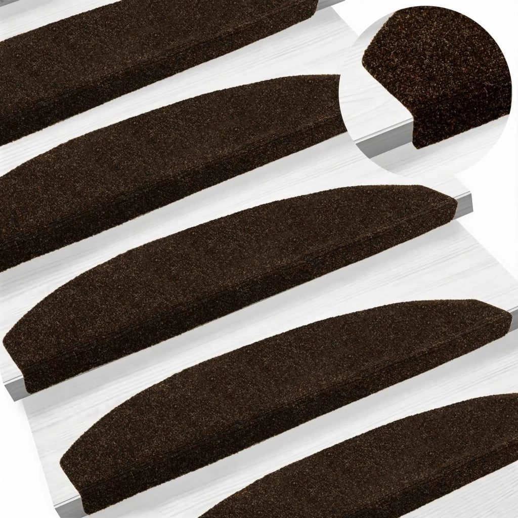 Tappetini per scale autoadesivi Semicircolare 15 pz | Gradini per Scale Marrone