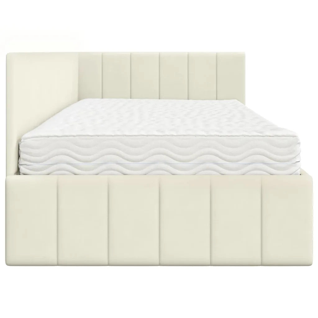 Struttura Letto Angolare con Materasso 2 pcs Crema Velluto 3393855