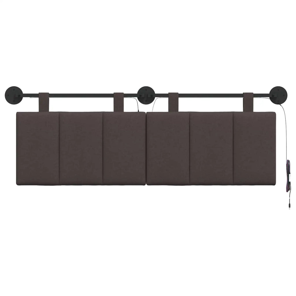 Testiera sospesa Con luce LED Marrone Scuro Tessuto 3424793
