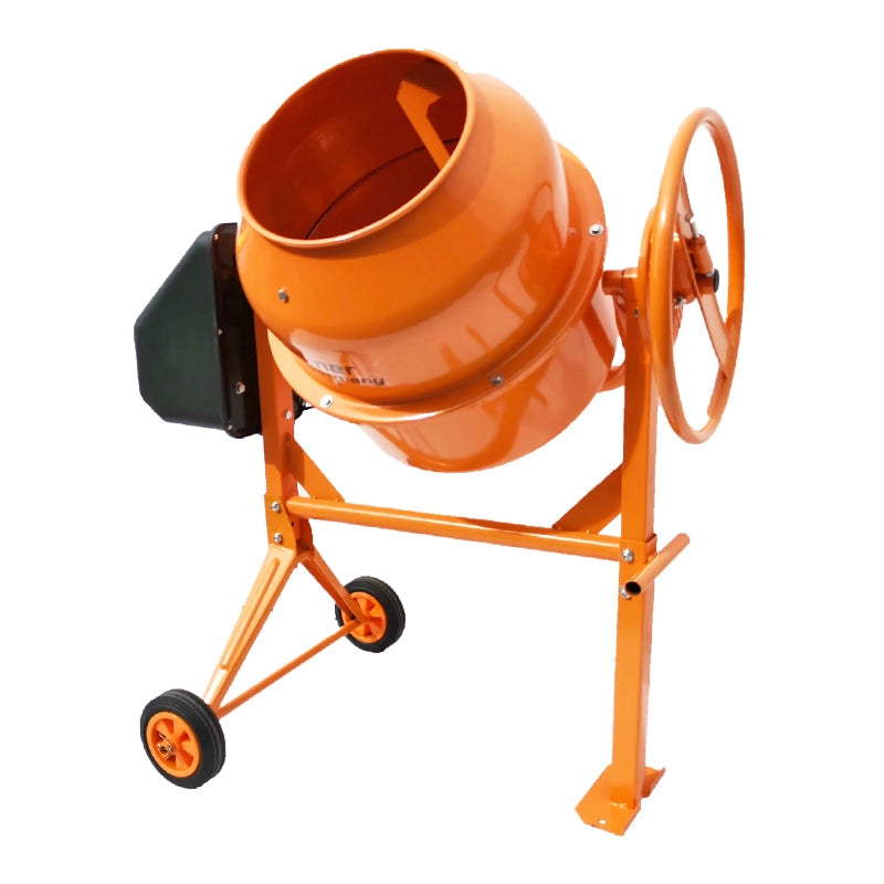 BETONIERA 450W, VOLUME 120L, PIGNONE E CORONA IN GHISA, 44KG, BETONIERA ELETTRICA 120 LITRI 450 WATT IMPASTATRICE MISCELATORE CEMENTO BRECKNER GERMANY