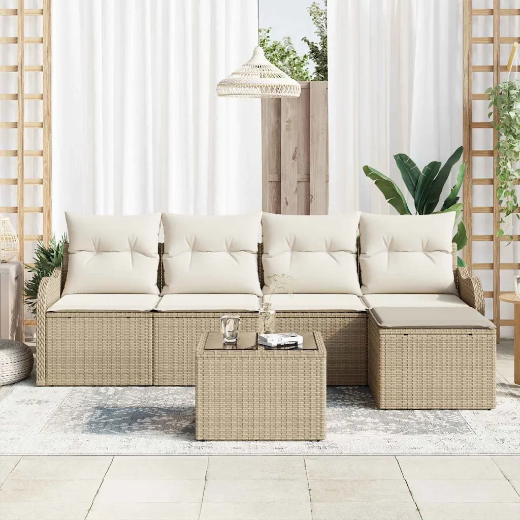 Set Divano da Giardino con cuscino 6 pcs Marrone Poly Rattan