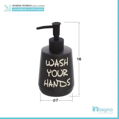 Set accessori linea Wash con 2 Dispenser portaspazzolini nero con scritte