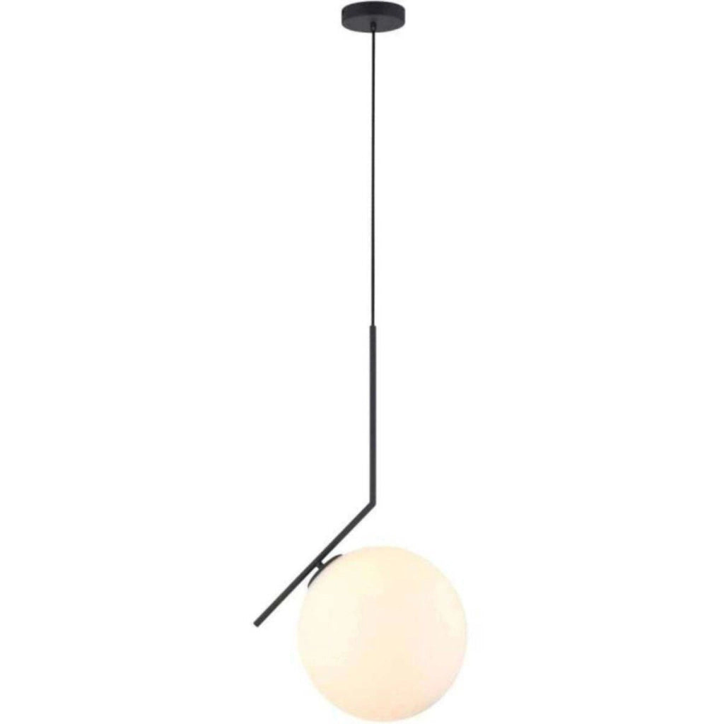 Lampada a sospensione Mondo Italux nera sfera bianca E27