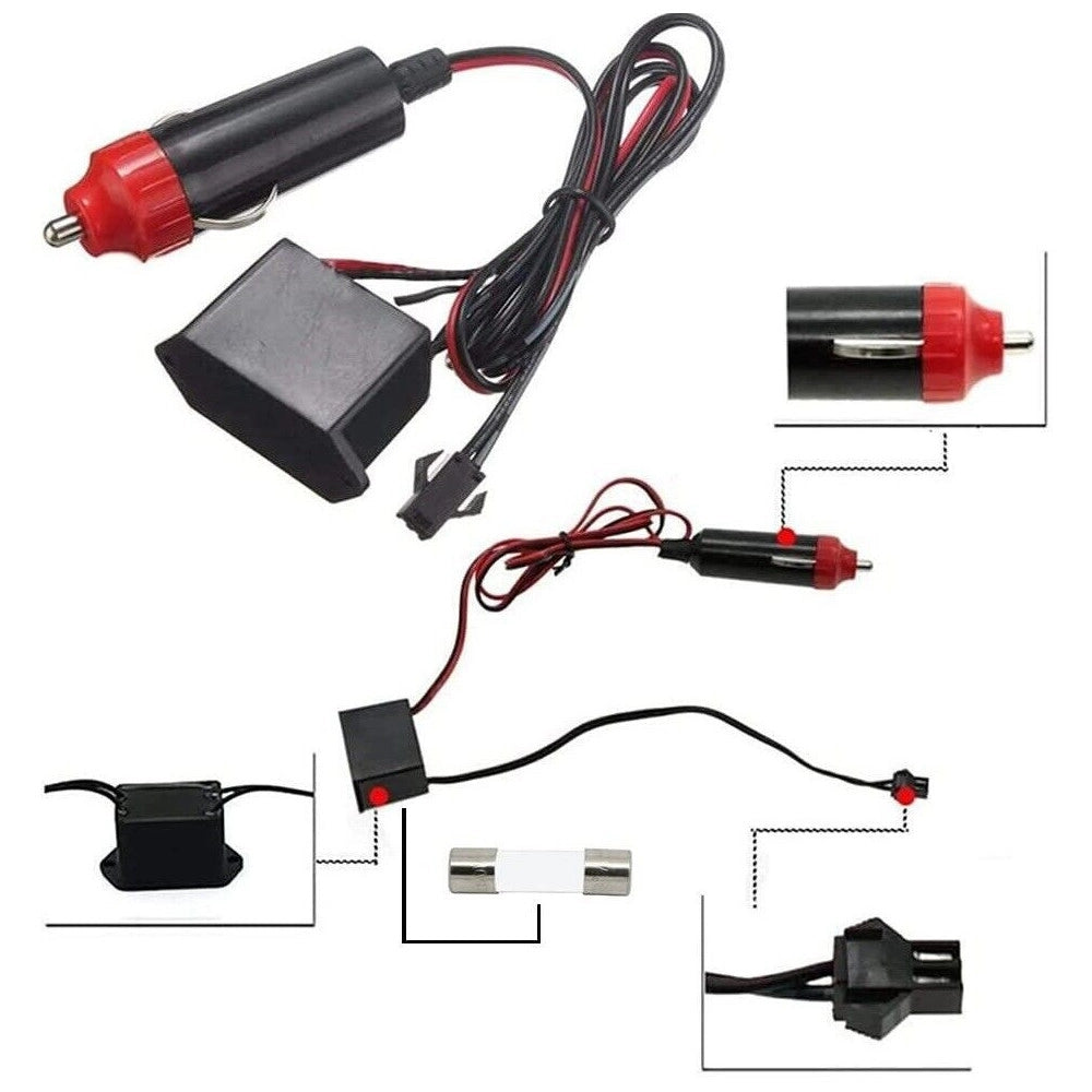 Trade Shop - Striscia Strip Led Per Interni Auto A 12v Fibra Ottica Luce Decorativa Atmosfera - Rosso   -3 Mt   -
