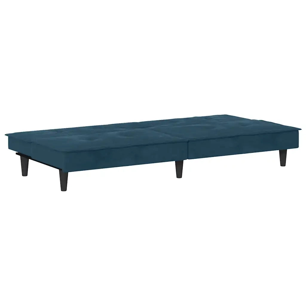 Divano letto | Sof¨¤ letto | Letto singolo con Portabicchieri in Velluto Blu