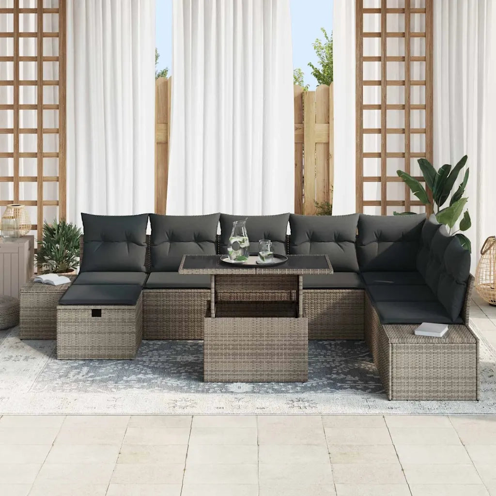 Set Divano da Giardino 9 pcs Grigio polyrattan 3361228