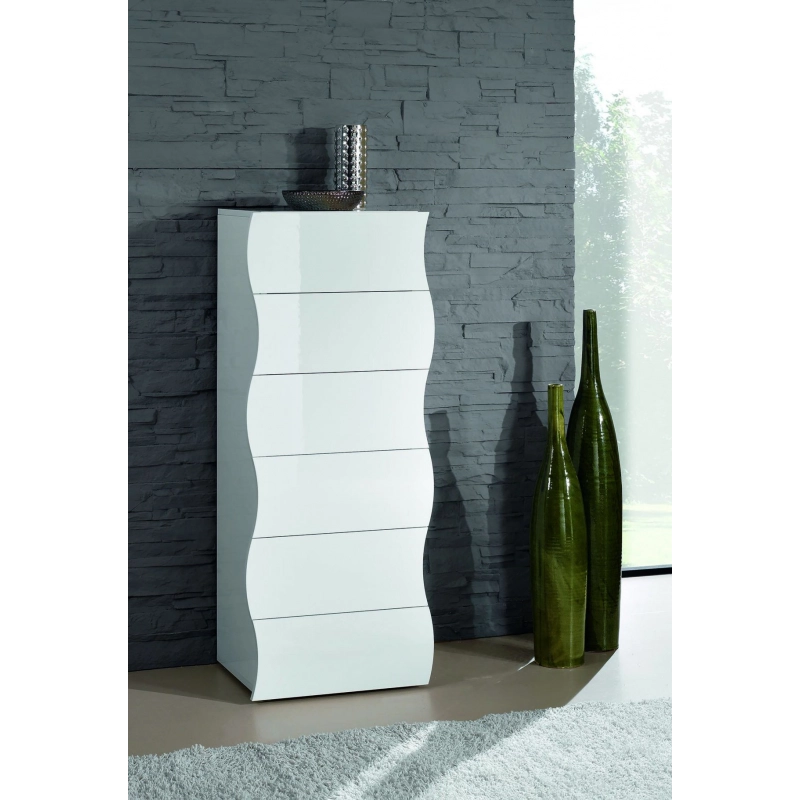 Cassettiera Onda Kommode 6 Cassetti – 50x121,7x40 – Bianco Lucido