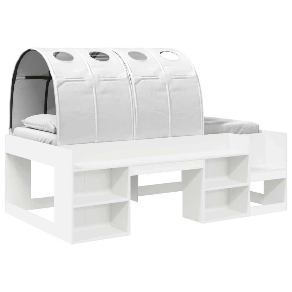 Letto con Tunnel con lo scaffale 3 pcs Bianco Legno multistrato