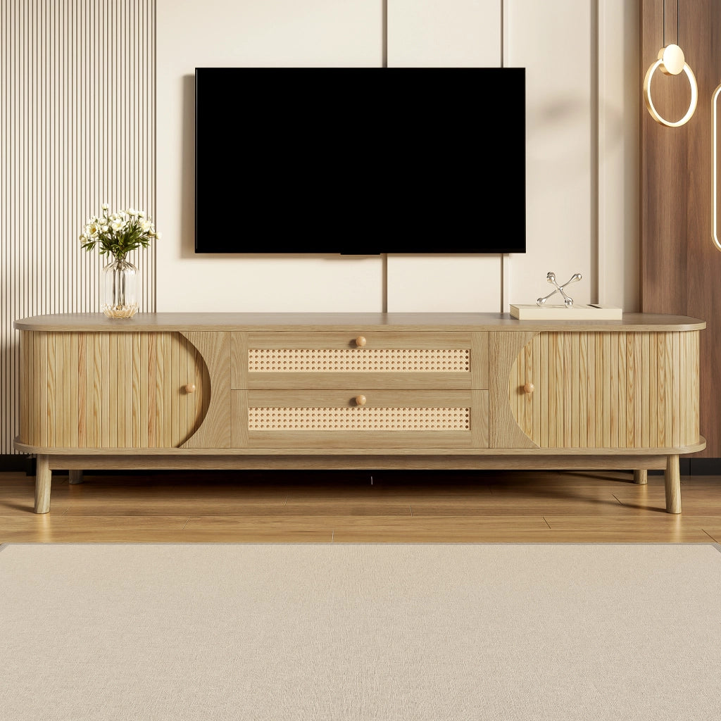Cassettiera per TV colore naturale in MDF lunghezza 170 cm
