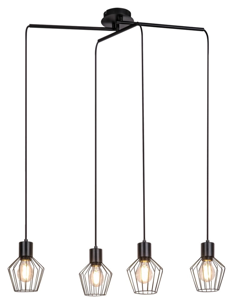 Lampada a sospensione Rabalux Belano metallo nera 4xE27