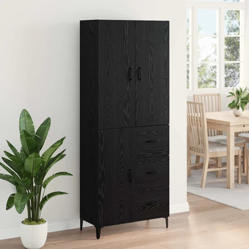 Credenza Rovere Nero 69,5 x 34 x 180 cm Legno multistrato 3416082
