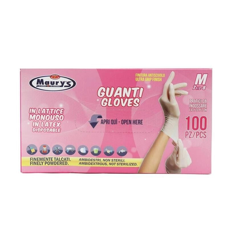 MAURY'S GUANTI IN LATTICE MONOUSO 100 PZI TAGLIA M