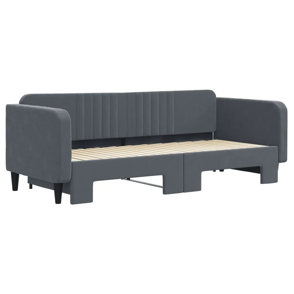 Divano letto | Sof¨¤ letto | Letto singolo Estraibile Grigio Scuro 90x200cm Velluto
