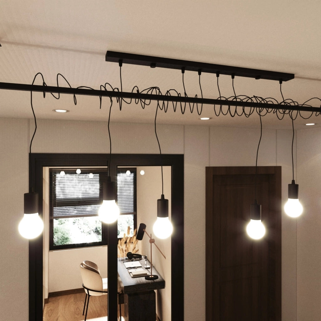 Lampadario Toledo 4 luci E27 nero metallo Pure Lume