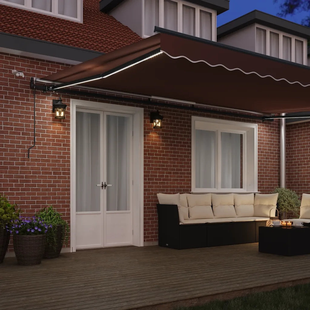 Tenda da Sole Retrattile Automatica con LED Marrone 500x300 cm 3310219