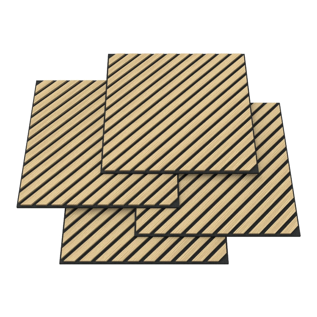 Confezione da 16 pannelli acustici con doghe diagonali 5,76 m² effetto rovere 03_0009587