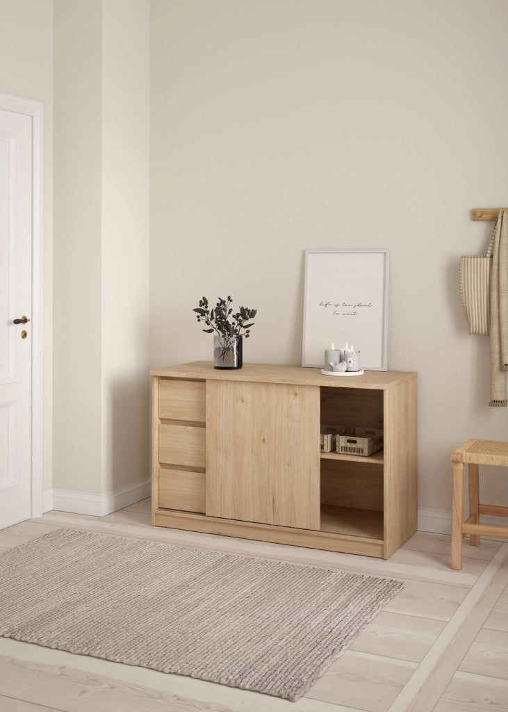 Credenza Bebinca, Buffet da soggiorno, Madia da salotto, Dispensa da cucina, 119x50 h76 cm, Rovere