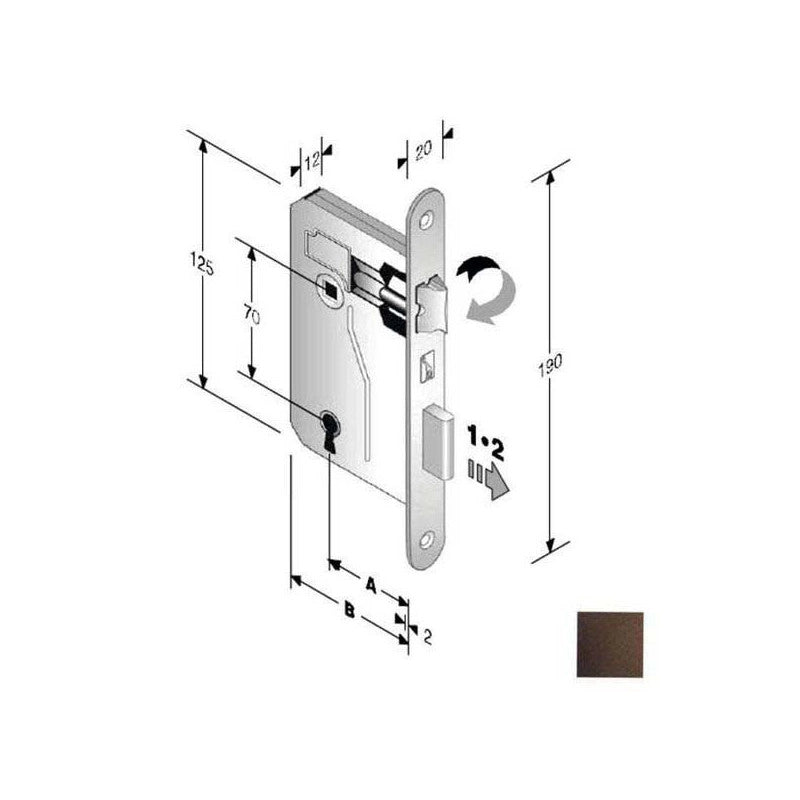 Serratura Patent Mm 8X70 E40 Bt Bronzata Gb