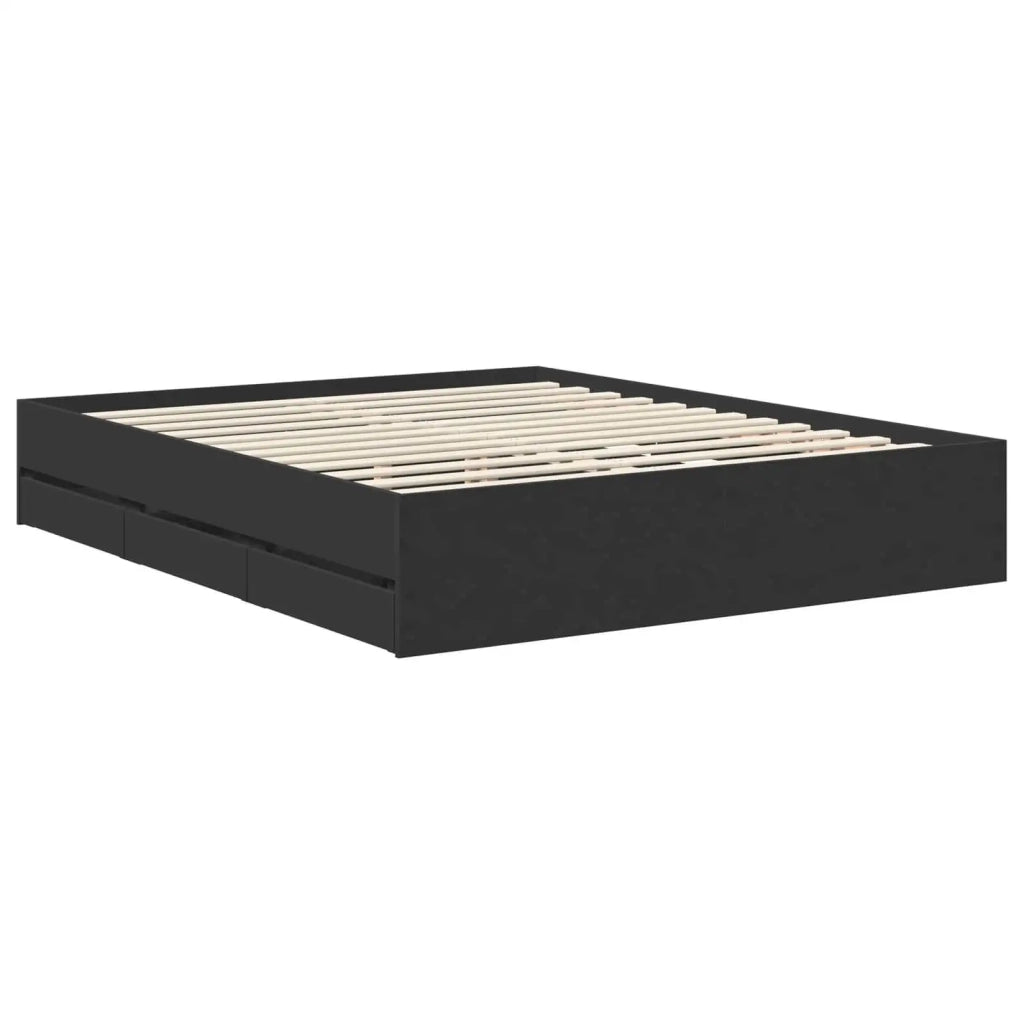 Letto matrimoniale | Letto per adulti | Struttura del letto Nero 160 x 200 cm Legno ingegnerizzato