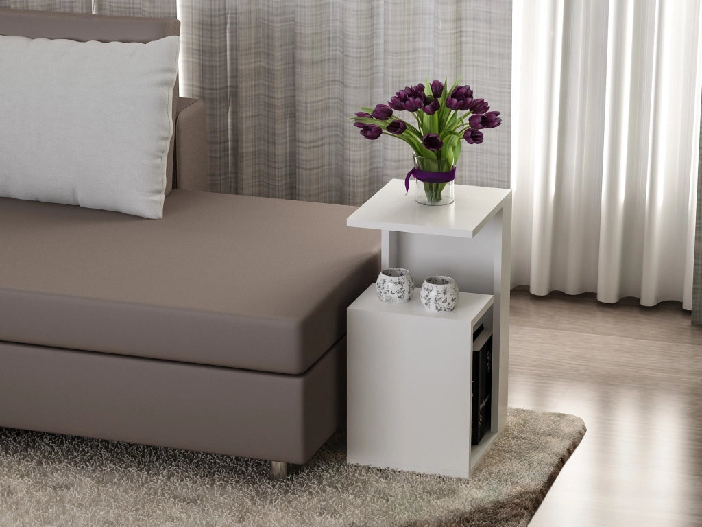 Tavolino in legno "Sister" - 35 x 29 x 60 cm - Bianco