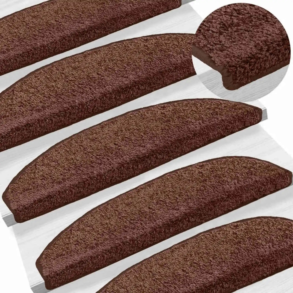 Tappetini per scale autoadesivi Semicircolare 15 pz | Gradini per Scale Marrone