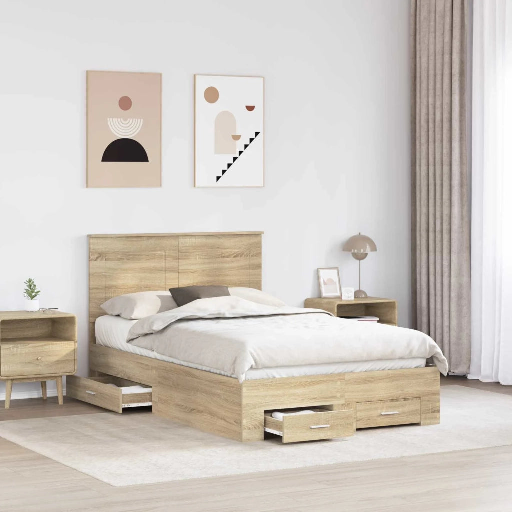 Struttura del letto con testiera-Giroletto con Testiera Rovere Sonoma 120 x 200 cm 615525