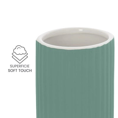 Portaspazzolini bagno da appoggio verde in ceramica soft touch Spring