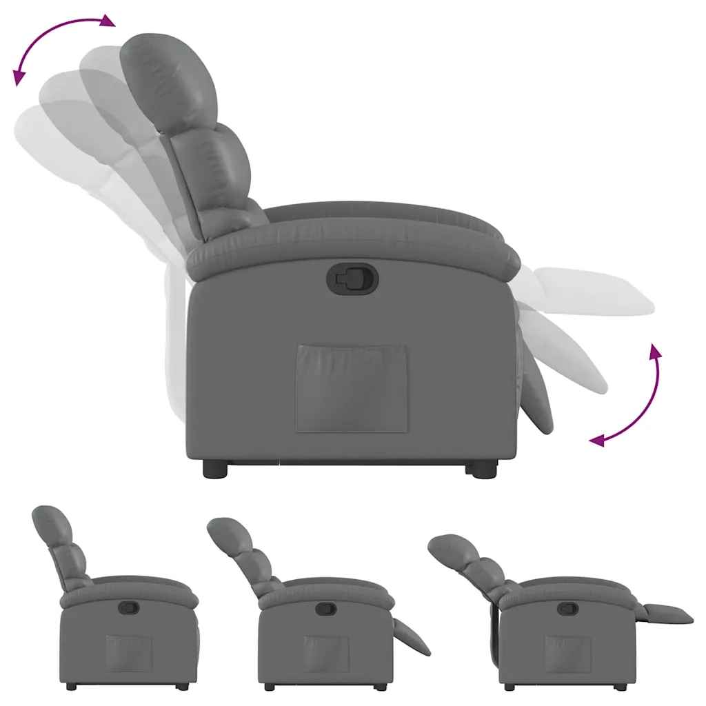 Poltrona | Sedia Relax Alzapersona Reclinabile Grigio in Similpelle