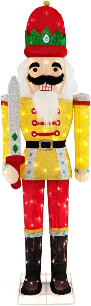 Soldatino Schiaccianoci Illuminato 166 cm, Soldato di Babbo Natale con Luci, Decorazioni Natalizie per Interno ed Esterno
