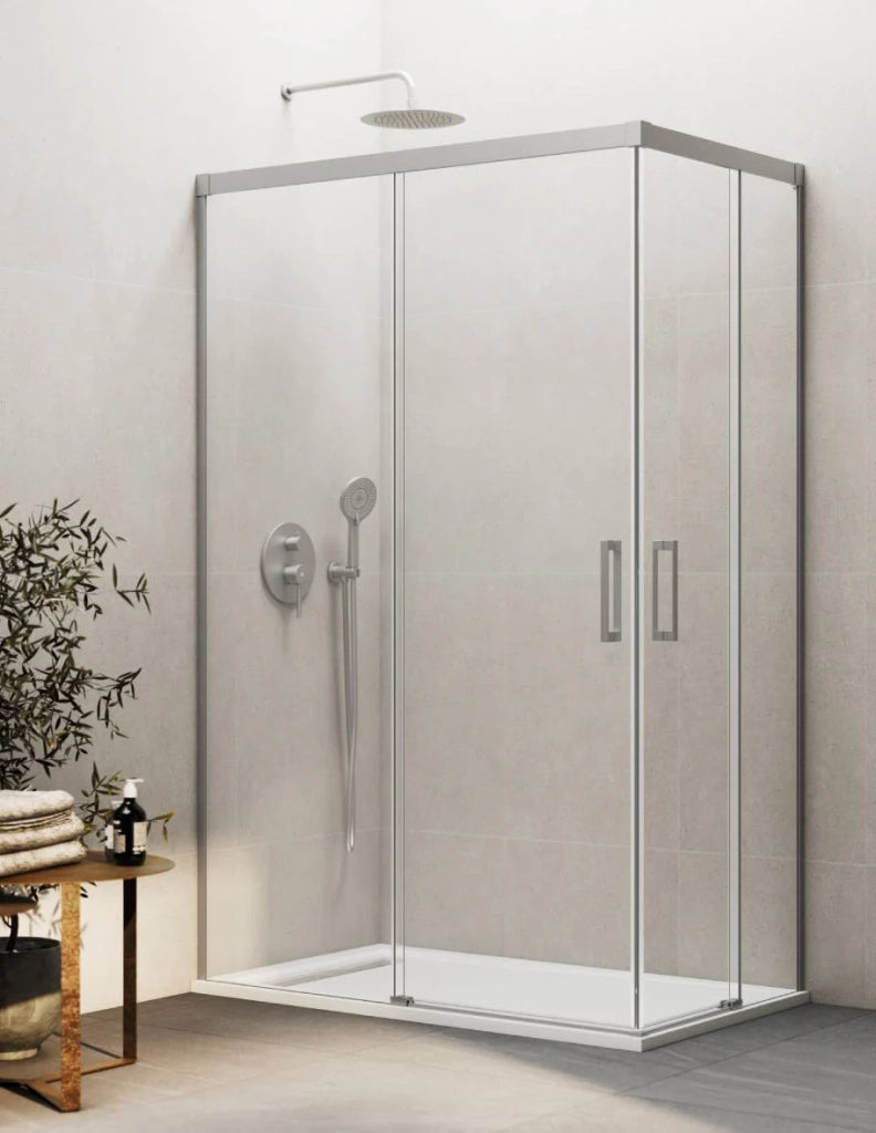 Box doccia ingresso angolare 2+2 THALASSA (BASIC) 130x70 cm Nichel vetro trasparente