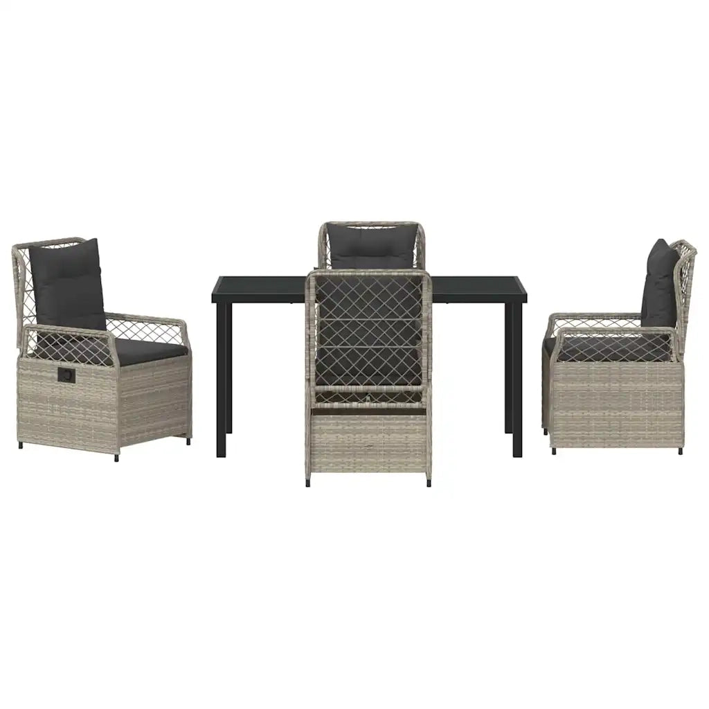 Set da Pranzo per Giardino 5 pcs Grigio chiaro polyrattan