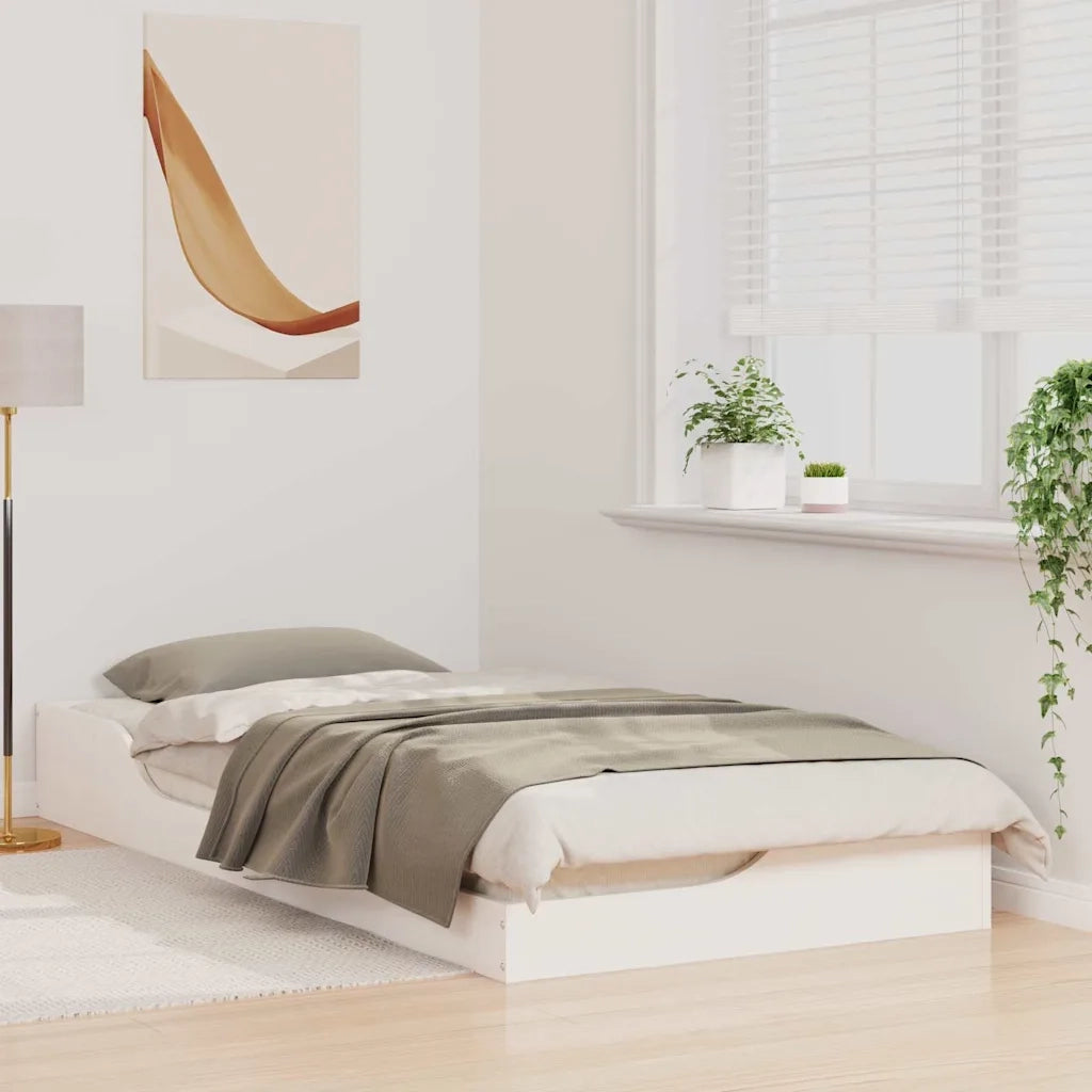 Struttura del letto Bianco 90 x 200 cm Pino massello 873389