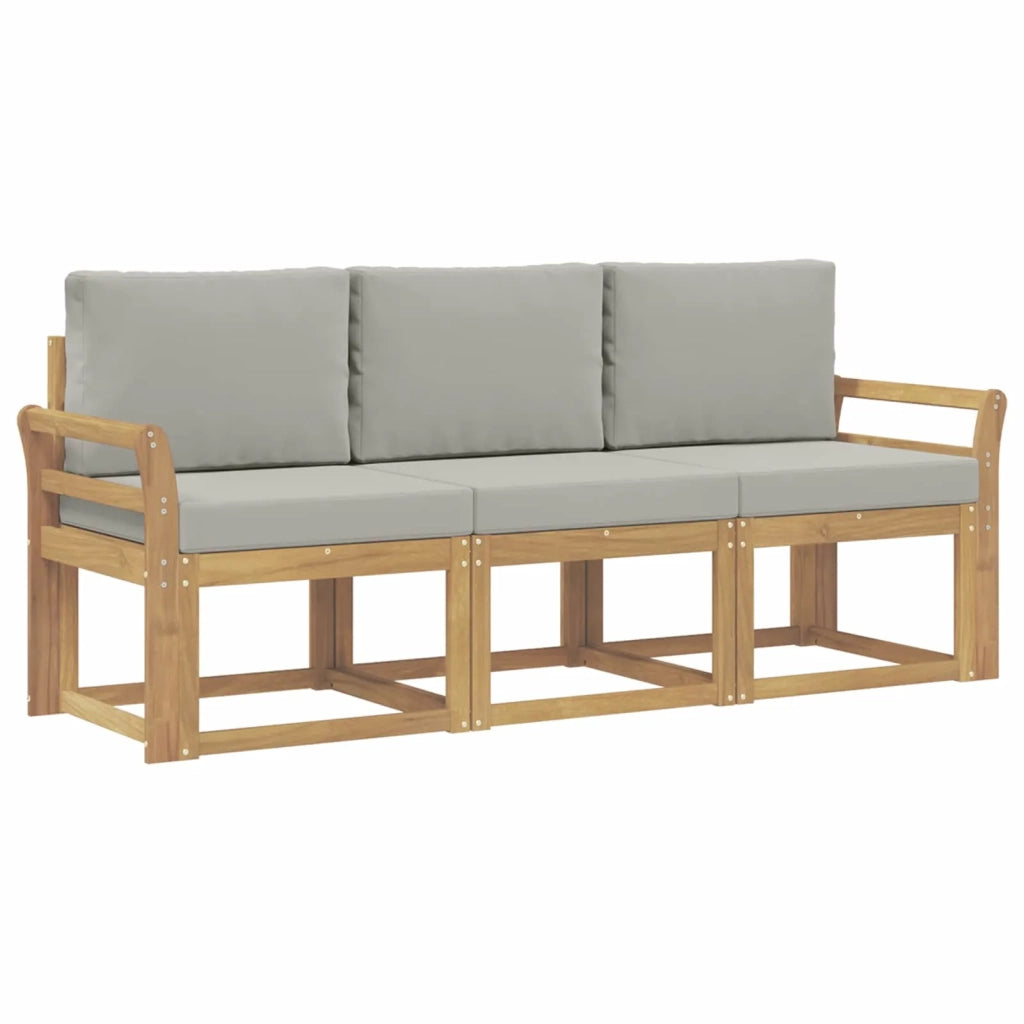 Set di divani da esterno 3 pz Bianco e Grigio Chiaro Poliestere 3387175