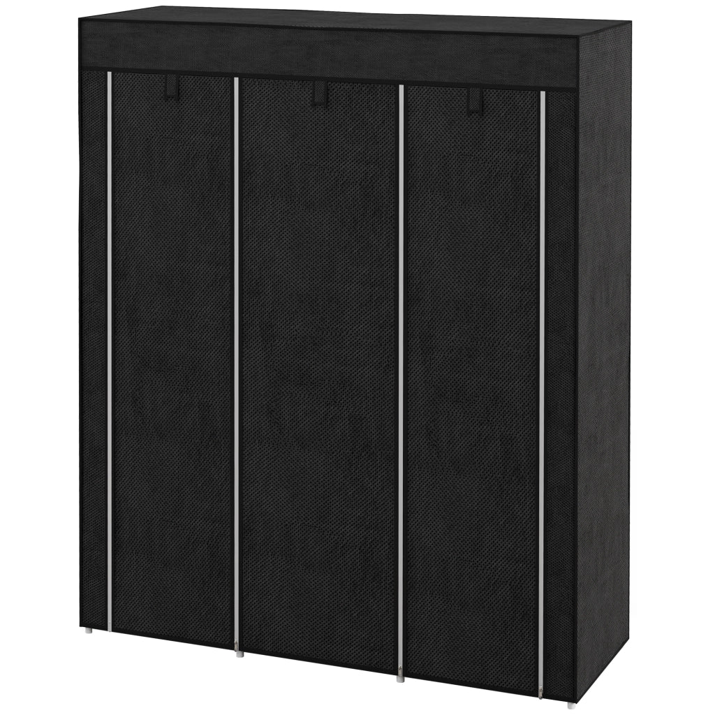 Armadio con ante ¨C Minimal ¨C nero, 8 ripiani, 2 appendiabiti