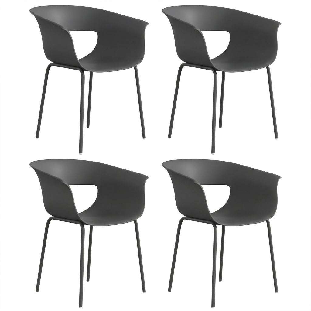 Set di sedie da giardino ¨C Minimal ¨C 4 pezzi ergonomiche con braccioli grigio scuro