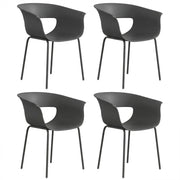 Set di sedie da giardino ¨C Minimal ¨C 4 pezzi ergonomiche con braccioli grigio scuro