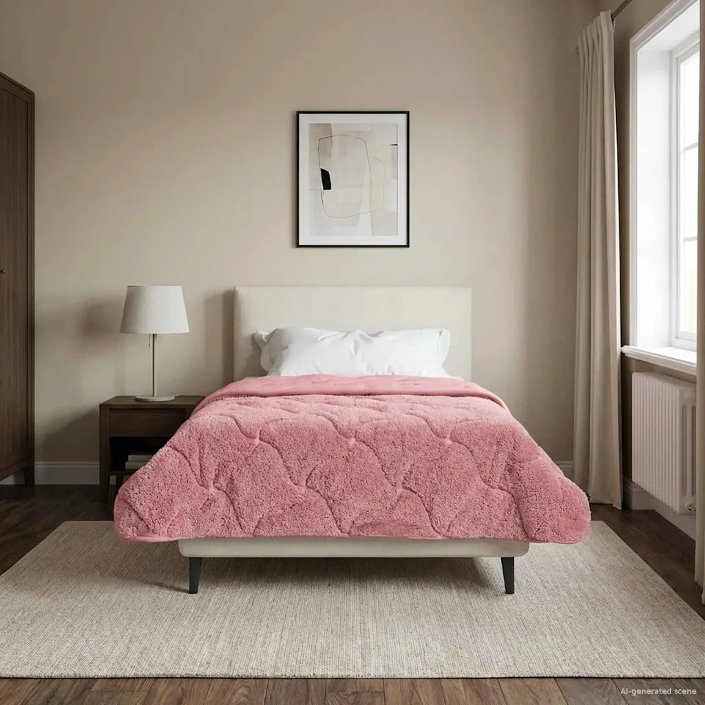 Duvet Invernale Rosa 155 x 220 cm Microfibra e Fleece Teddy 42026344
