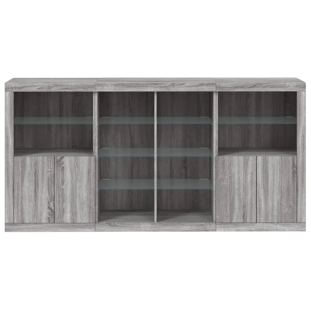 Credenza con Luci LED Grigio Sonoma 202x37x100 cm