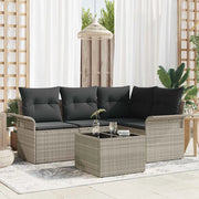 Set Divano da Giardino 5 pcs Grigio chiaro polyrattan